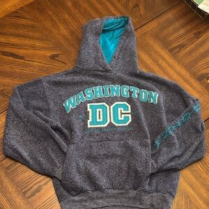 Washington DC Comfy Hoodie Sweatshirt Size Sm Blue/Gray w/Teal Letters Souvenir!